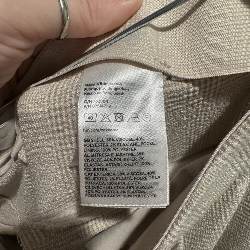 H&M Beige Tan Glen Plaid Ankle Pants Career Work Wear High Waisted Size 12 - Picture 6 of 6